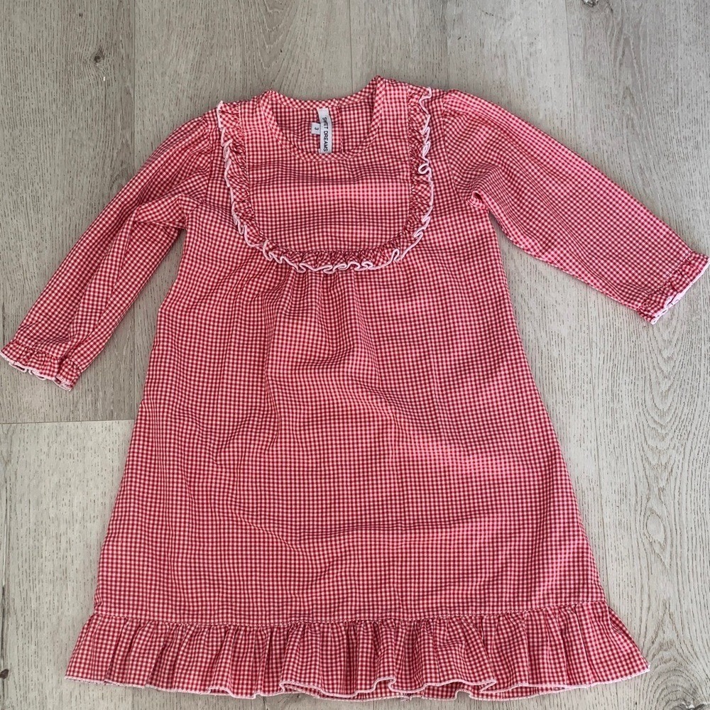 Sweet Dreams Girls‎ 3T Christmas Gingham Plaid Ruffle Long Dress